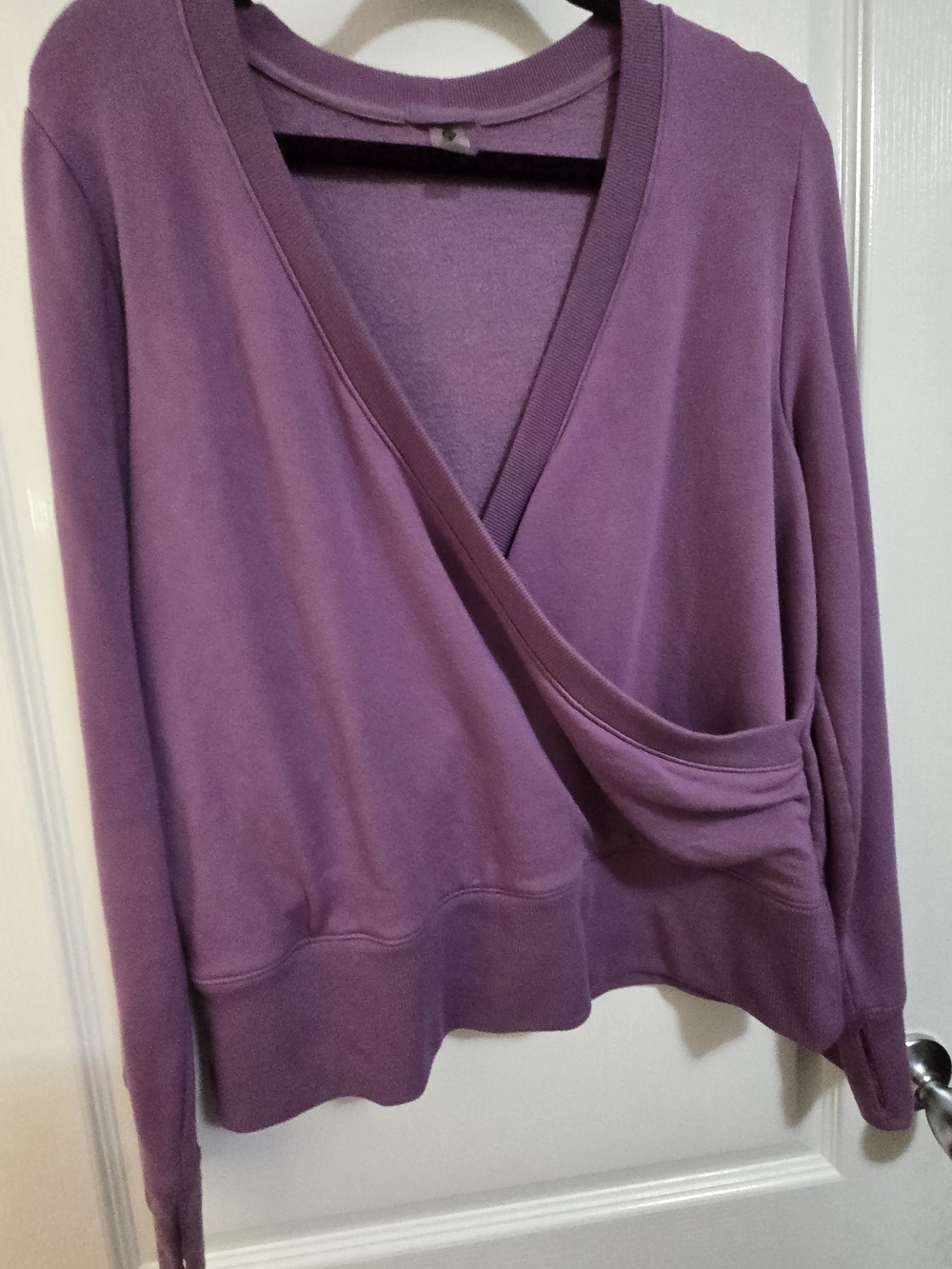 Plum Wrap-Front V-Neck Sweater